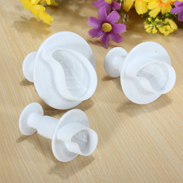 3Pcs Lily Flower Leaf Fondant Cake Plunger Cookies Cutter Mold