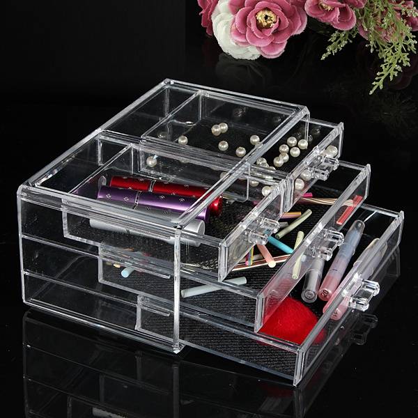 Acrylic Clear Cosmetic Container Makeup Storage Organizer