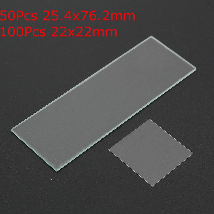 50Pcs Glass Blank Microscope Slides 25.4x76.2mm + 100Pcs Square Cover 22x22mm