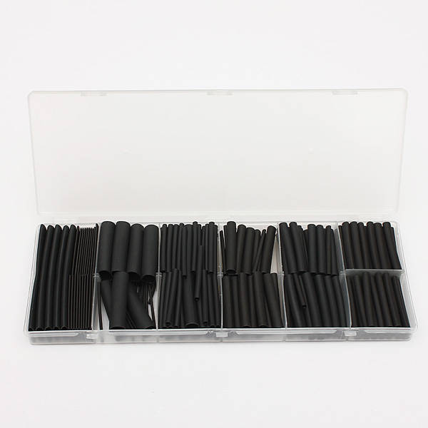240 Pcs Black Polyolefin 2:1/3:1 Halogen-Free Heat Shrink Tubing Kit
