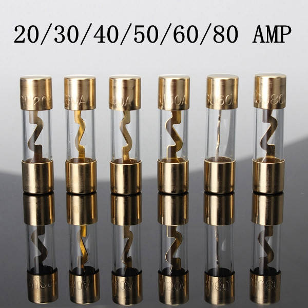 AGU Gold Glass Fuse 20A 30A 40A 50A 60A 80AMP Current Sound System