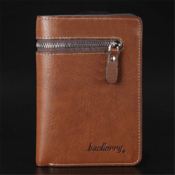 Short Men Wallet Leather Zipper Wallets Man Money Clip Clutches Purse