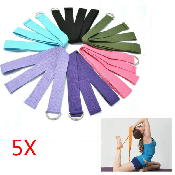 5Pcs Yoga Stretch Strap D-Ring Belt Stretching Band
