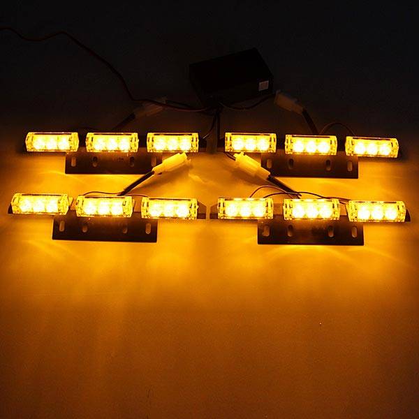 36 LEDs Flash Amber Car Emergency Light 4Bars Warning Strobe Auto Lamp