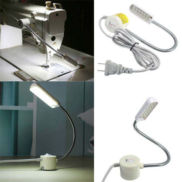 1W 220V Sewing Machine 12 LED Gooseneck Light Magnetic Base With US Plug