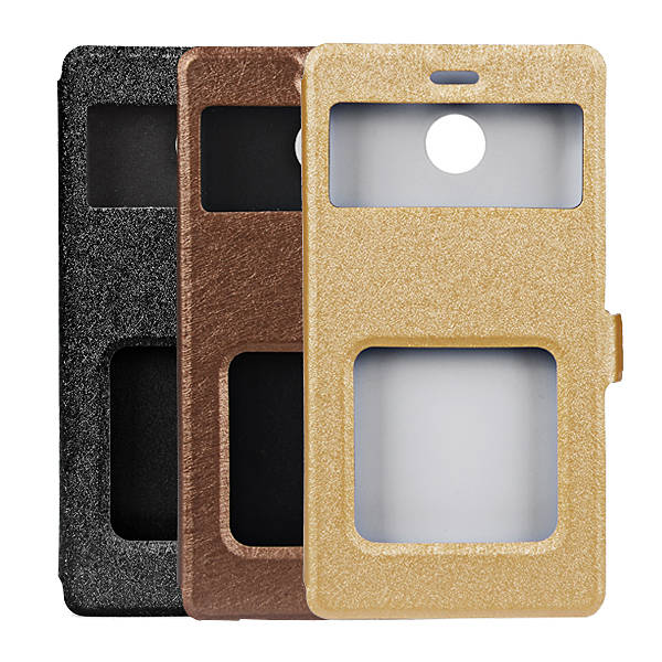 Dual Windows Flip Leather Back Case Cover For Redmi 3 Pro Redmi 3S with Fingerp
