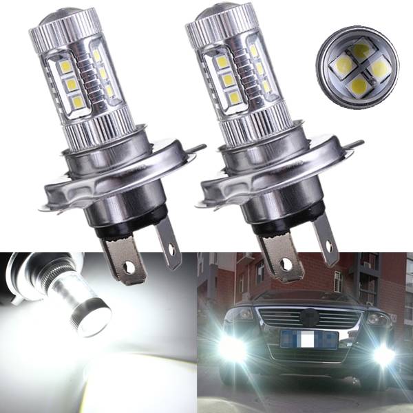 2 x H4 80W White High Low LED Fog Bulb For Car Daytime Running Lamps