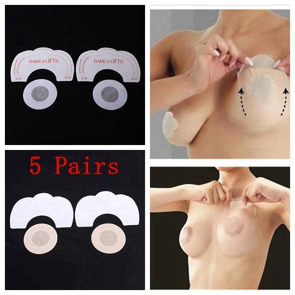 5 Pairs Invisible Breast Lift Tape Bra Push Up Sticker Circle Nipple Covers