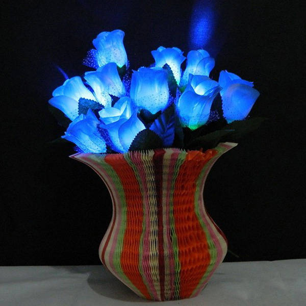 Colorful LED Rose Flower Flashing Glowing Bouquet Wedding Vanlentine Party Deco