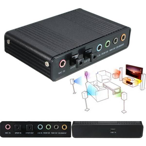 USB 5.1 Channel External Optical Audio Sound Card Adapter for Laptop Notebook PC