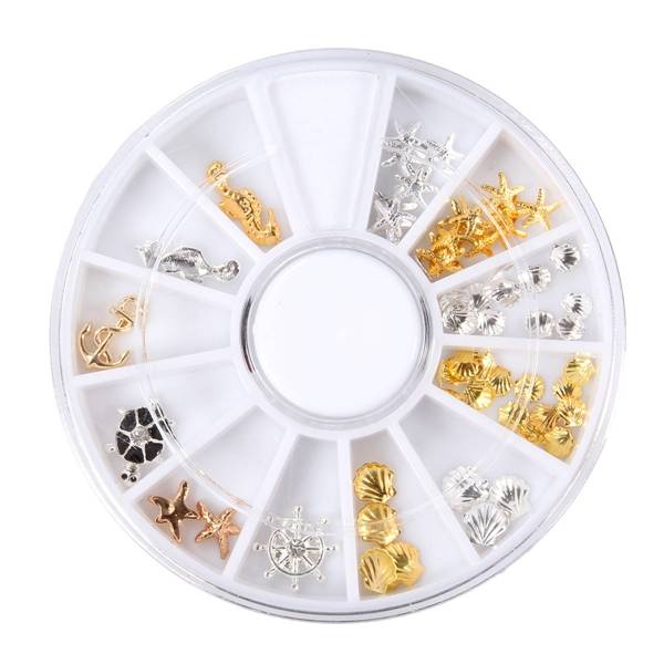 3D Metal Seahorse Starfish Ship Anchor Rudder Turtle Shell Nail Art Decoration