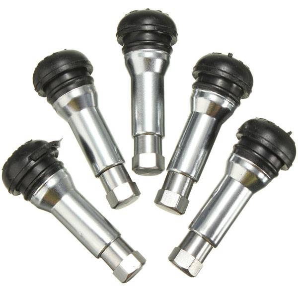 5pcs Car Chrome Alloy Copper Tubeless Rubber Wheel Tyre Valve Stem Dust Cap Cov