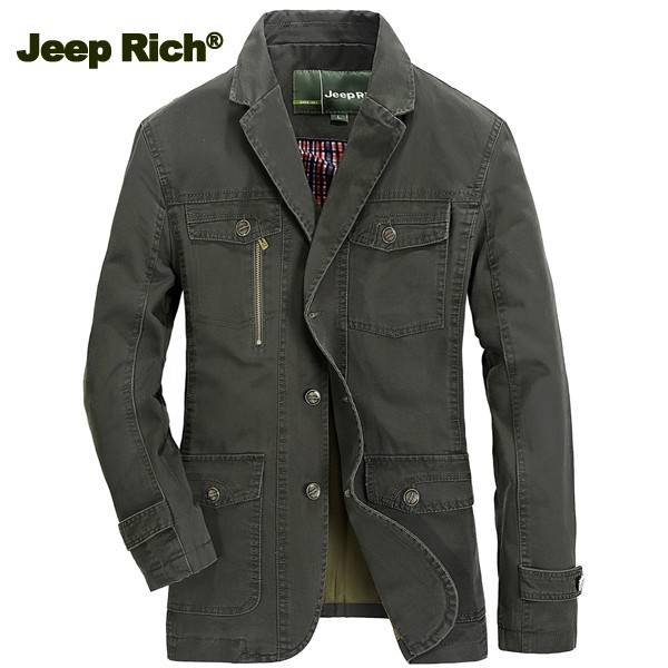 Jeep Rich Men Cotton Blazer Solid Color Leisure Business Jacket Coat