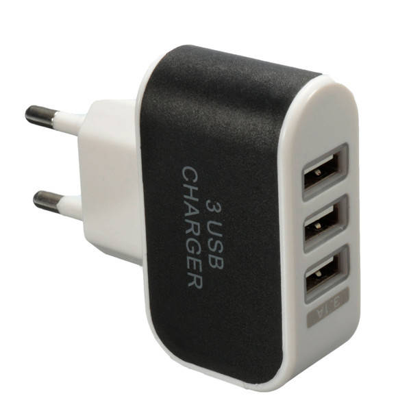 Universal 3.1A EU Plug LED Indicator Light 3 USB Port Wall Charger Adapter for