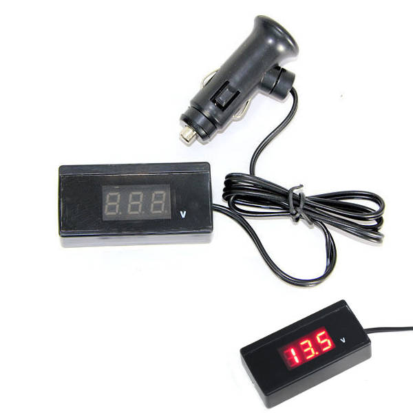 12V 24V Mini Red LED Digital Display Voltmeter Vehicle Voltage Meter Tester Wit