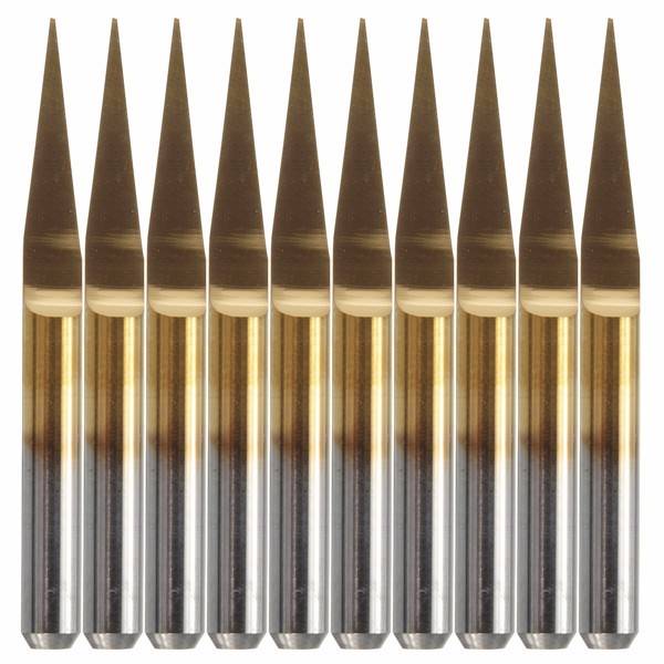 10pcs 0.1mm 10 Degree Flat Bottom PCB Engraving Bits Titanium Coated Carbide CN