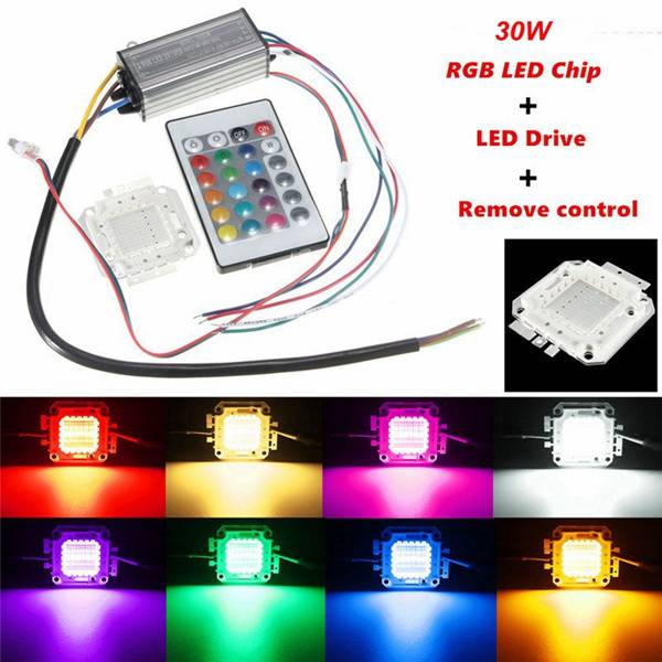 30W RGB Chip Light Bulb Waterproof LED Driver Power Supply with Remote Controll
