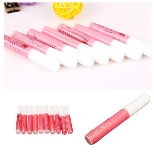 10Pcs Nail Art Tips Decorations Rhinestone Acrylic False Nails Glue