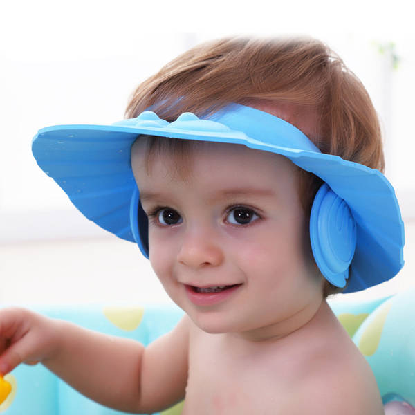 Adjust Rubber Baby Child Shampoo Shower Bathing Bath Protect Ear Soft Cap Hat