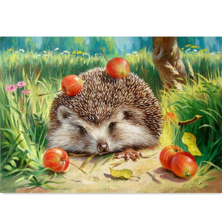 Hedgehog Digital Oil Painting DIY Oil Painting By Numbers Kits Frameless Canvas