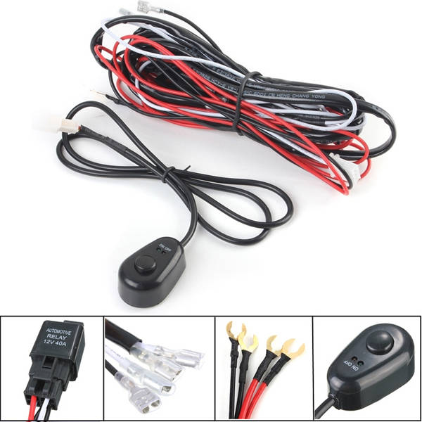 12V 40A LED Work Fog Light Lamp Bar Wiring Harness Kit ON OFF Switch Relay US