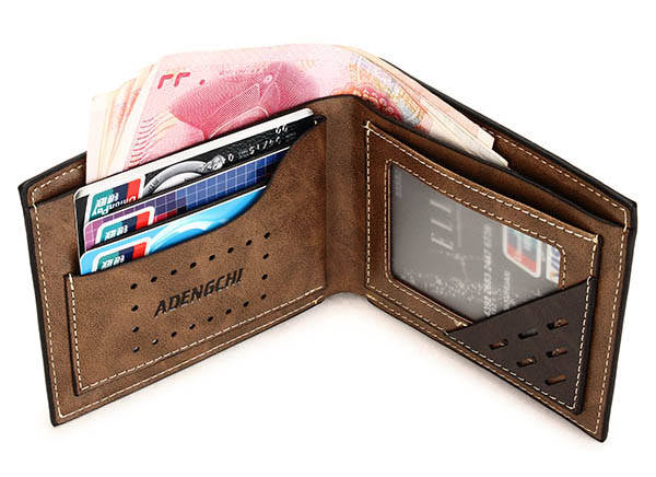 ADENGCHI Men Leather Business Retro Wallet Causal Card Holder