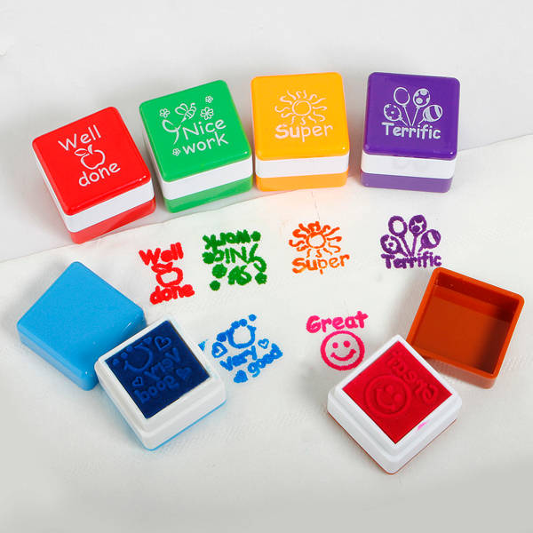 6Pcs Teacher Stamper Self Inking Reward Stamps Motivation Sticker
