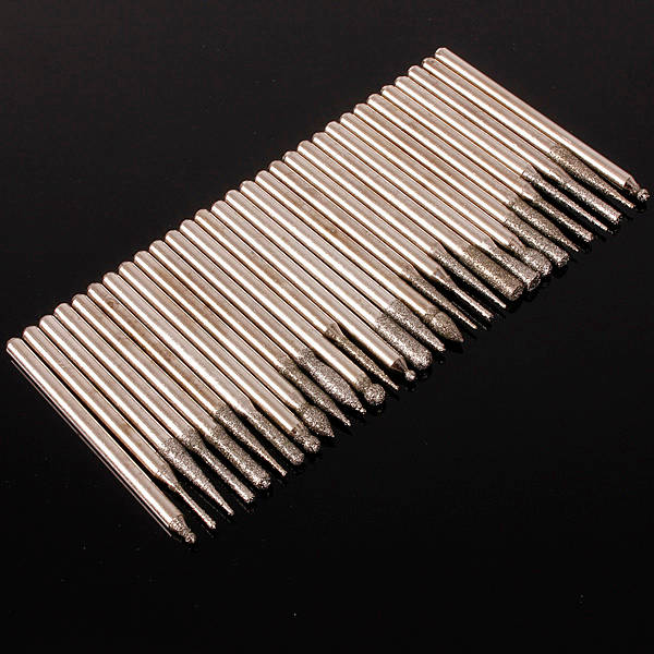 30pcs Diamond Burr Glass Drill Bits For Engraving Rotary Tool Set