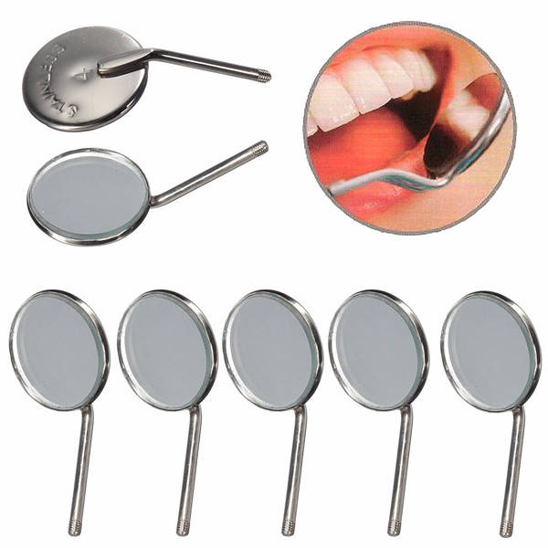 5pcs Dental Mirror Plain Oral Care 20mm Surgical Instruments Replace Tools Dent