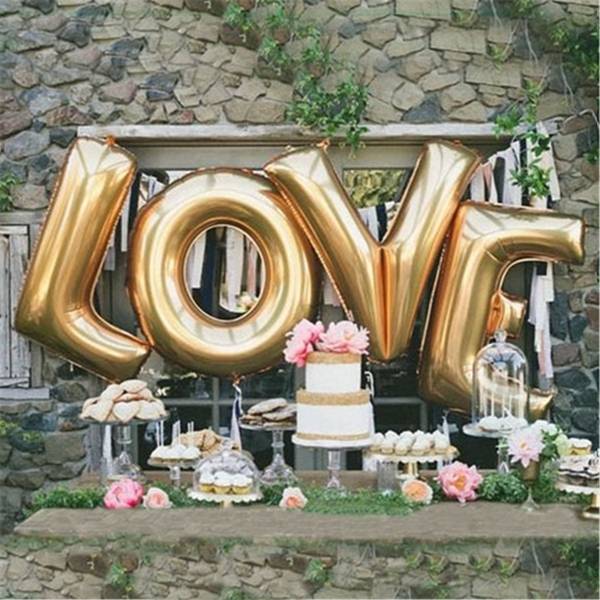 30/40 Inch Gold LOVE Letter Set Mylar Foil Balloon Birthday Wedding Party Decor