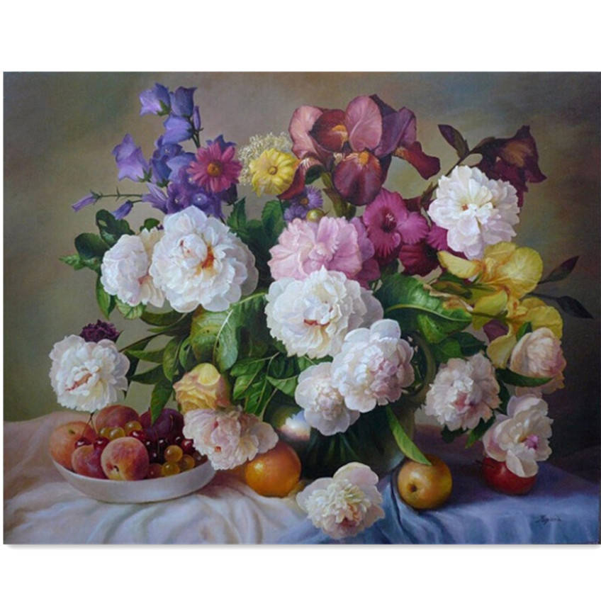 DIY Oil Painting By Numbers Fresh Flower Digital Oil Painting Kits Frameless Ca
