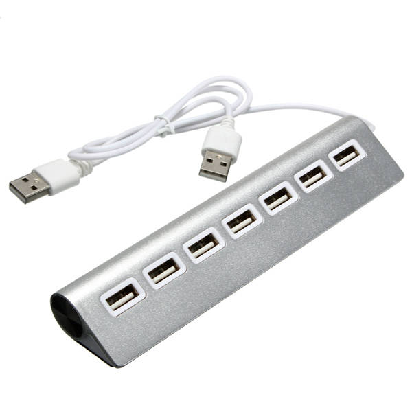 7 Ports Aluminum Dual 2.0 USB Plug Hub Adapter Cable For Laptop Desktop