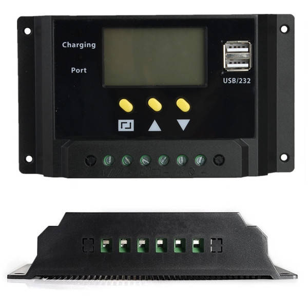 LCD 30A PWM Solar Panel Regulator Charge Controller 12V/24V 360W/720W with Dual