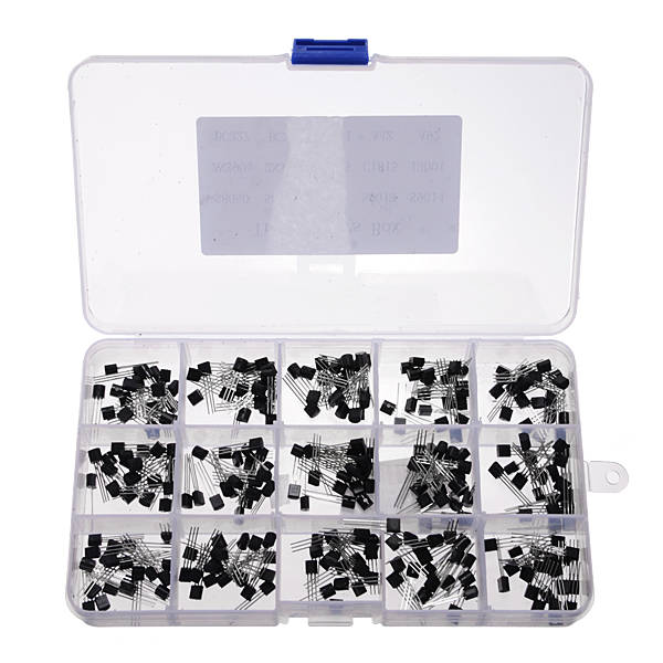 300Pcs 15 Values TO-92 Transistors Pack Transistor Assortment Kit With Storage