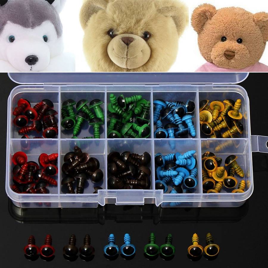 100pcs 8mm 5 Colors Washers Plastic Safety Eyes Teddy Bear Doll Puppets Toys Ha