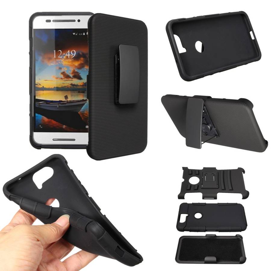 Hybrid Frame Slide Belt Silicone PC Hard Cover Case With Stand For Huawei Nexus