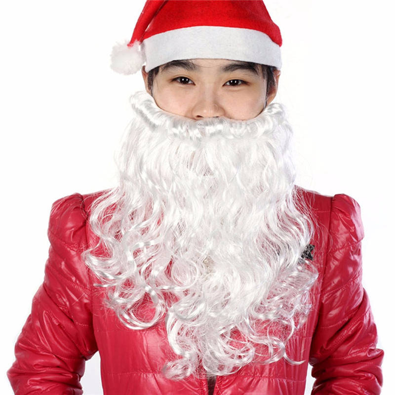Santa Claus Father Christmas White Beard Moustache Xmas Mens Fancy Dress Costume
