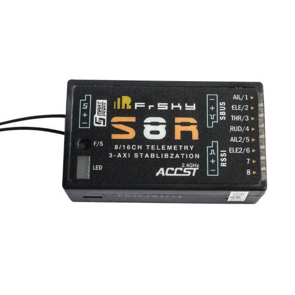 Frsky S8R 16CH 3-Axis Stablibzation RSSI PWM Output Telemetry Receiver With Sma