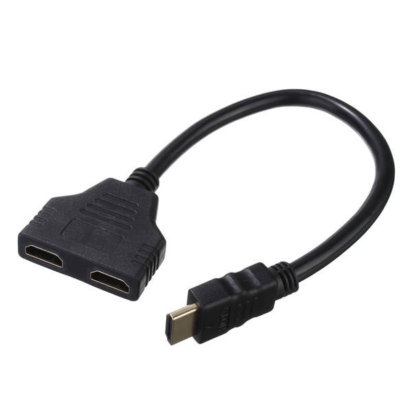 1 In 2 Out HDMI Male To 2 HDMI Female Cable Cord Converter Adaptor TV