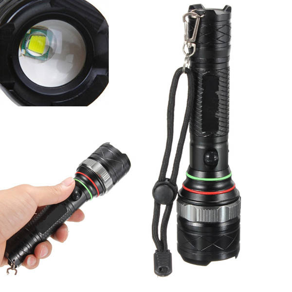 XM-L T6 1600Lm 5modes Rechargeable Zoomable LED Flashlight