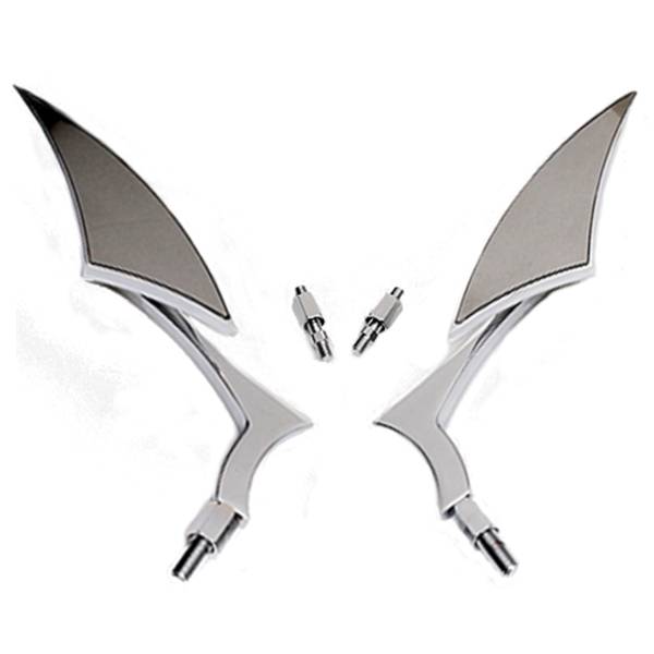 Motorcycle Rear View Mirrors Chrome Triangular Leaves 8mm 10mm For Honda Harley