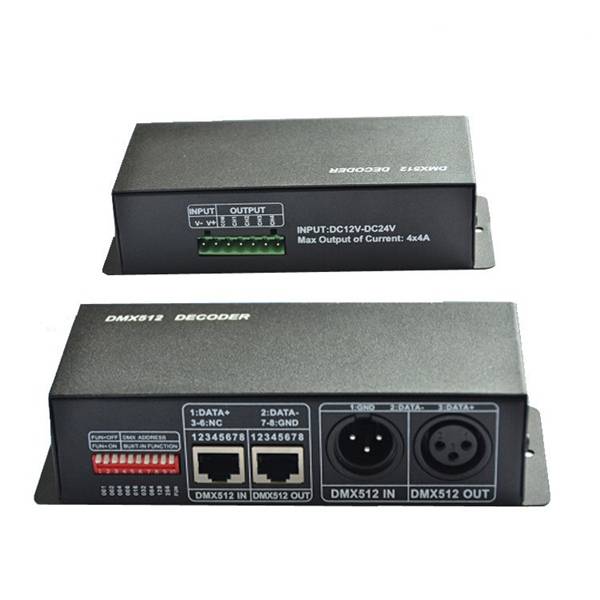 4CH*4A 4 Channel RGBW DMX 512 Decoder DC12-24V LED Controller for LED Strip Lig