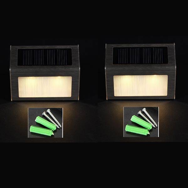 2X Warm White Solar Power LED Stairs Pathway Garden Yard Wall Lamp