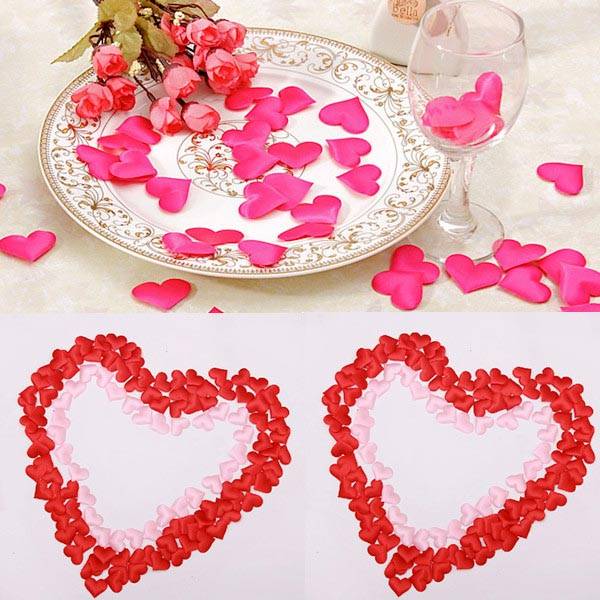 100pcs Satin Heart Shaped Wedding Scrapbook Decorations