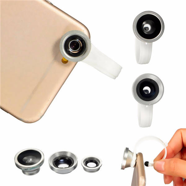Universal 3 in 1 Camera Clip Lens Kit Fish Eye Macro Wide Angle For iPhone 6S P
