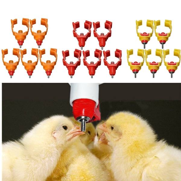 10Pcs Chicken Nipple Water Drinker Watering Poultry Feeder 360¿¿ Angle