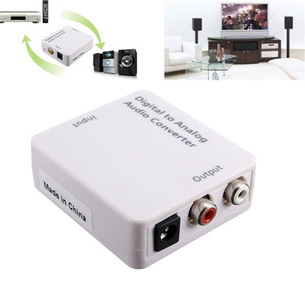 Optical Digital Coaxial Toslink Signal To Analog Audio Converter Adapter DC 5V