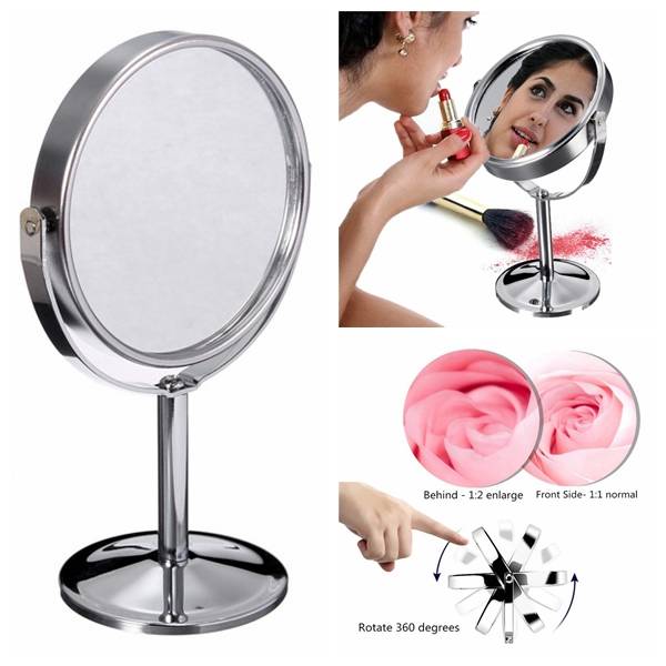 Magnifying Beauty Cosmetic Makeup Rotatable Portable Double-Sided Mirror
