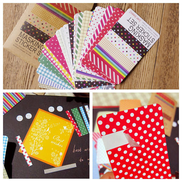 27 Sheets Decorative Masking Sticker Set Labeling Craft Scrapbooking