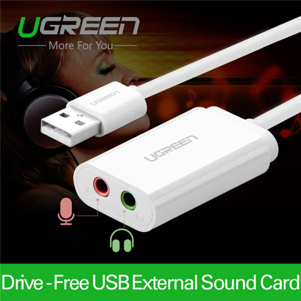 Ugreen USB to 3.5mm External Audio Sound Card Micphone Earphone Headset Adapter
